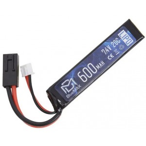 Аккумулятор LiPo 7.4V 600mAh 20C стик PDW BlueMAX (Mini Tamiya) 76*17*11 мм